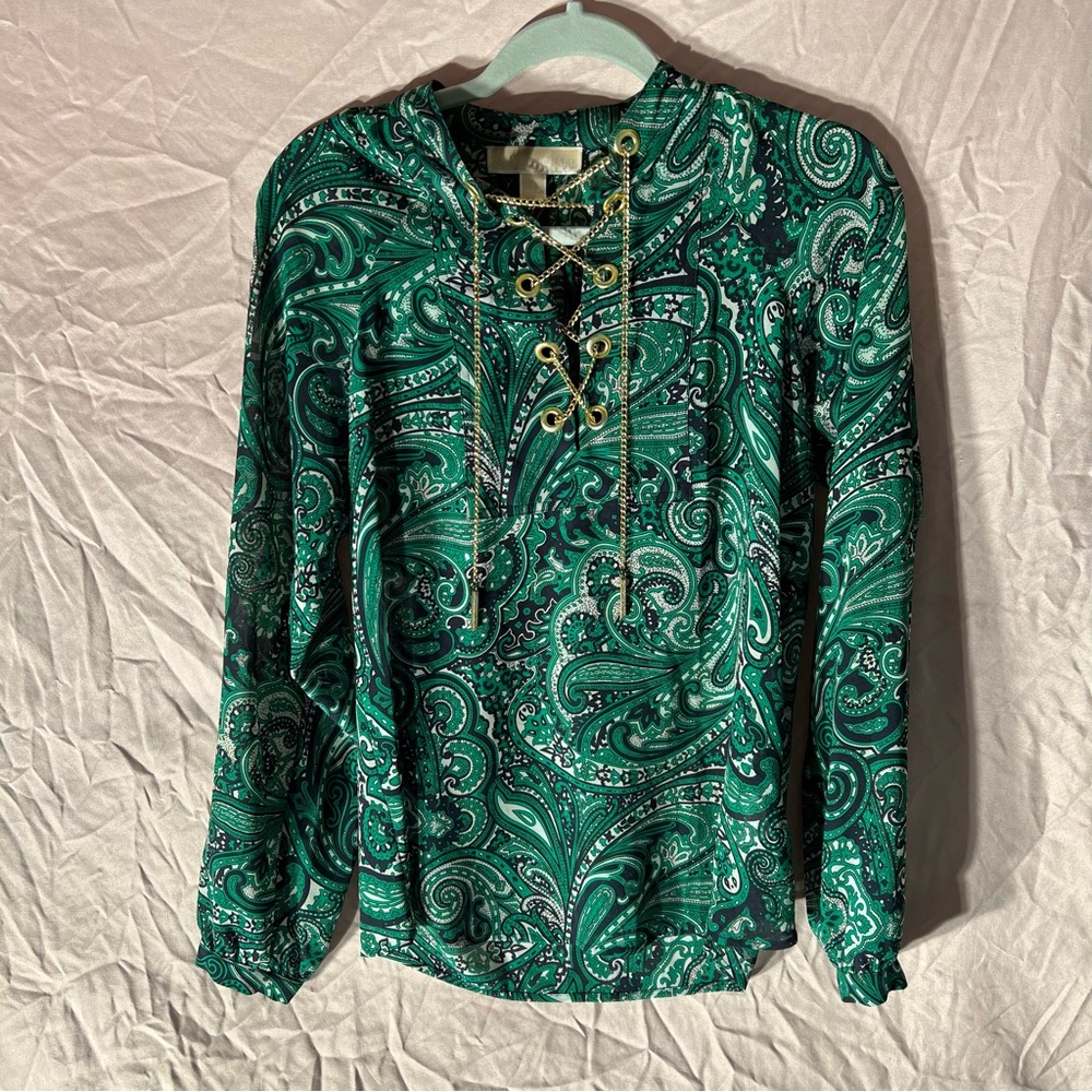 Michael Kors Green paisley print blouse